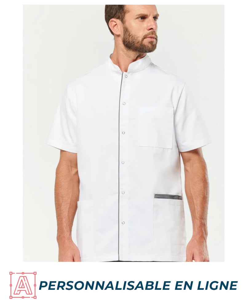 Chargez l'image dans la visionneuse de la galerie, Blouse de travail pour homme blanche personnalisable