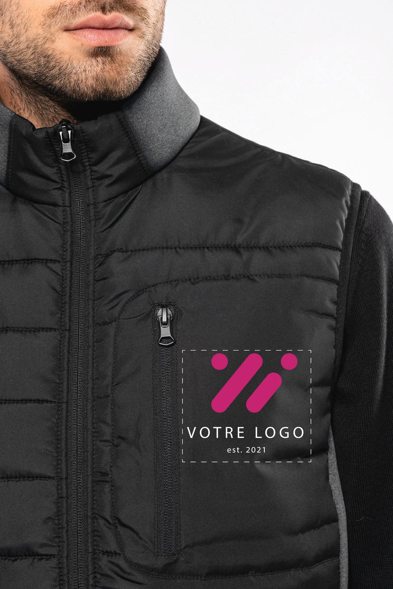 Chargez l'image dans la visionneuse de la galerie, doudoune sans manche Kariban K6170 noire zoom sur la poche imprimée