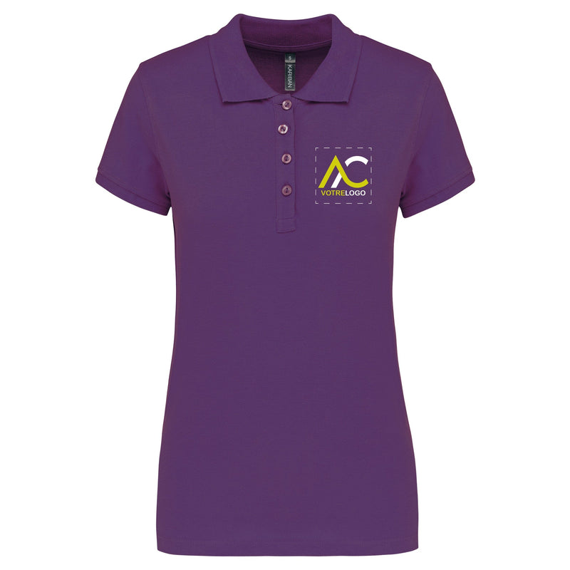 Chargez l'image dans la visionneuse de la galerie, polo femme violet avec logo personnalisé au coeur
