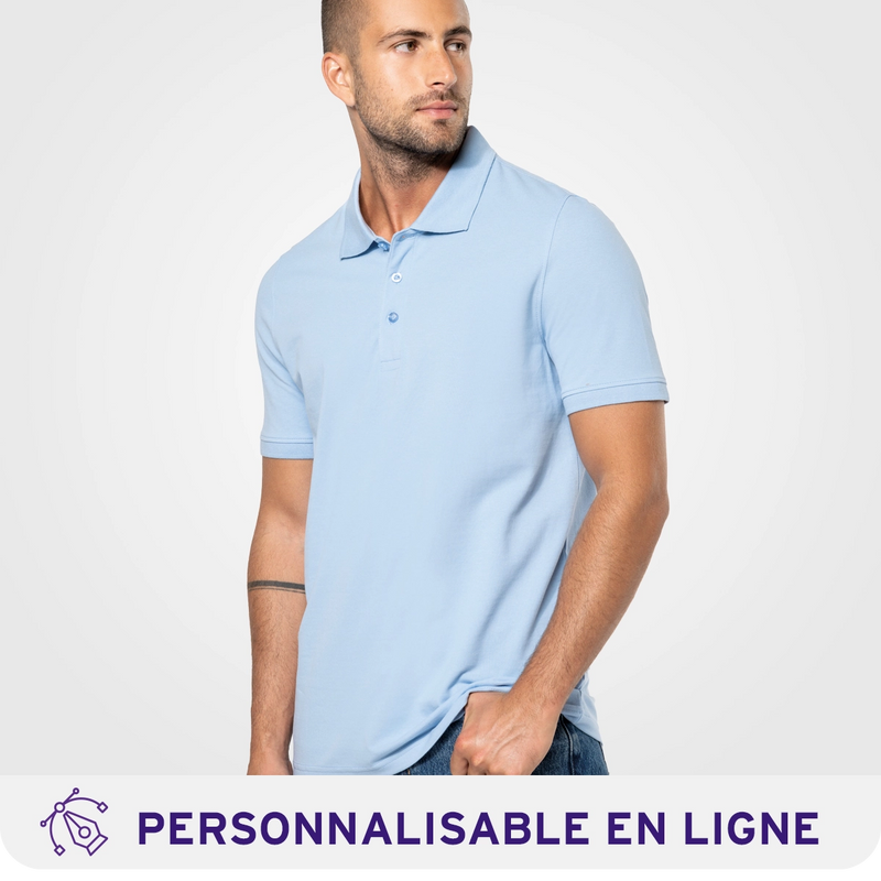 Chargez l'image dans la visionneuse de la galerie, Polo homme bleu ciel à manches courtes, textile personnalisable pour les professionnels de Nantes et les entreprises de Loire-Atlantique