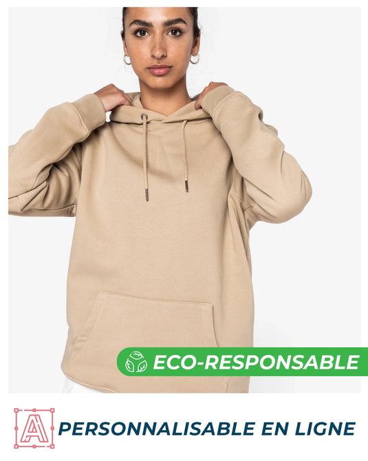 sweat capuche unisexe eco responsable beige personnalisable