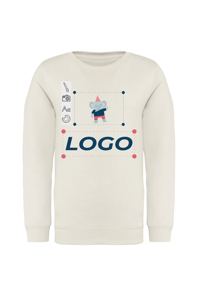 Chargez l'image dans la visionneuse de la galerie, exemple sweat enfant col rond coton bio personnalisable blanc