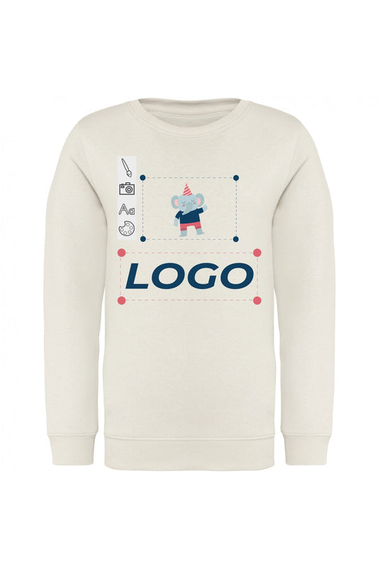 exemple sweat enfant col rond coton bio personnalisable blanc