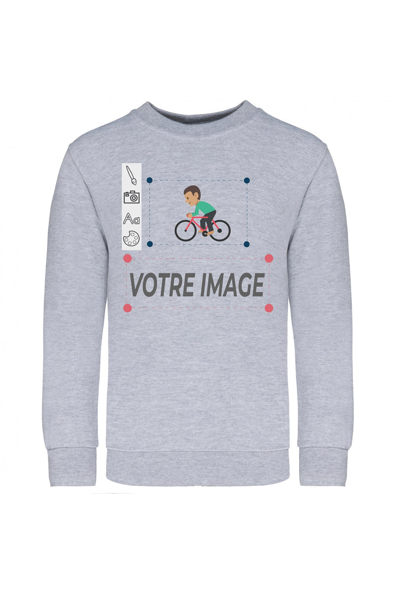Chargez l'image dans la visionneuse de la galerie, exemple de sweat shirt enfant col rond personnalisé gris