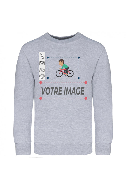 exemple de sweat shirt enfant col rond personnalisé  gris
