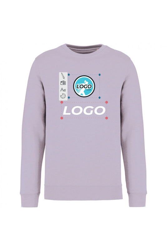exemple de sweat shirt unisexe col rond eco responsable coton bio personnalisable lila
