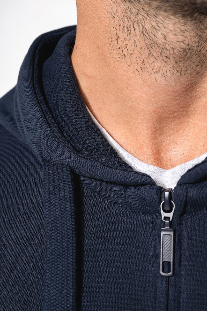 Chargez l'image dans la visionneuse de la galerie, sweat zippé workwear bleu zoom sur le col