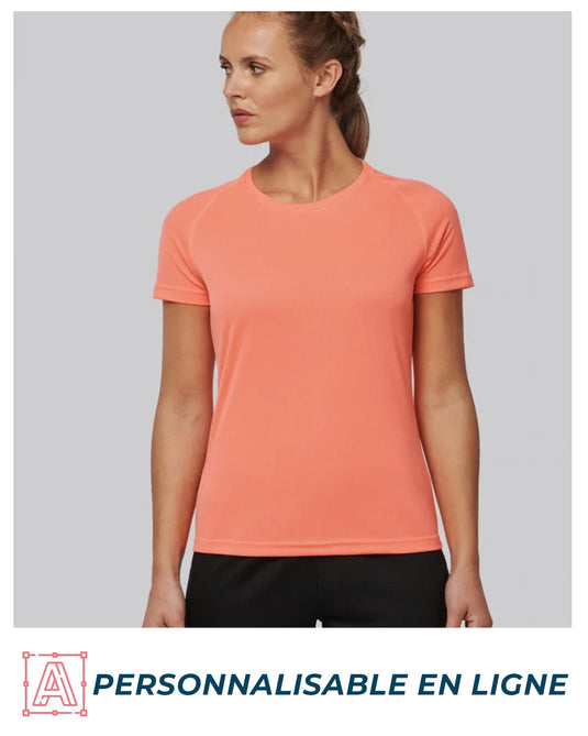 tee shirt de sport femme personnalisable corail