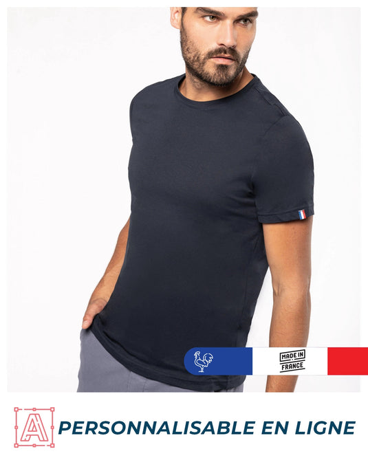 tee shirt homme col rond made in france personnalisable noir