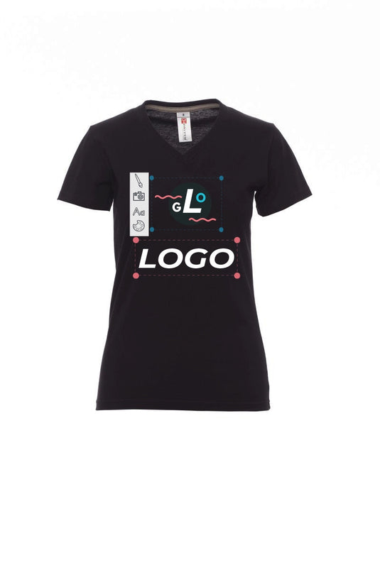 tee-shirt col en v pour femme simulant une personnalisation