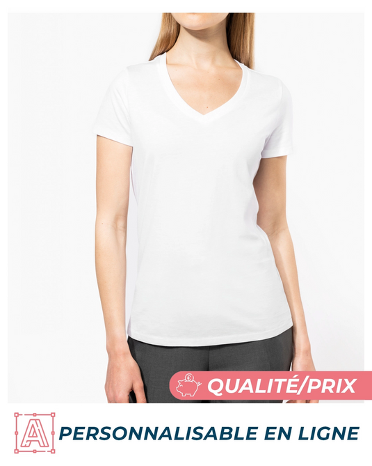 ✏️ Tshirt Col V Femme personnalisé