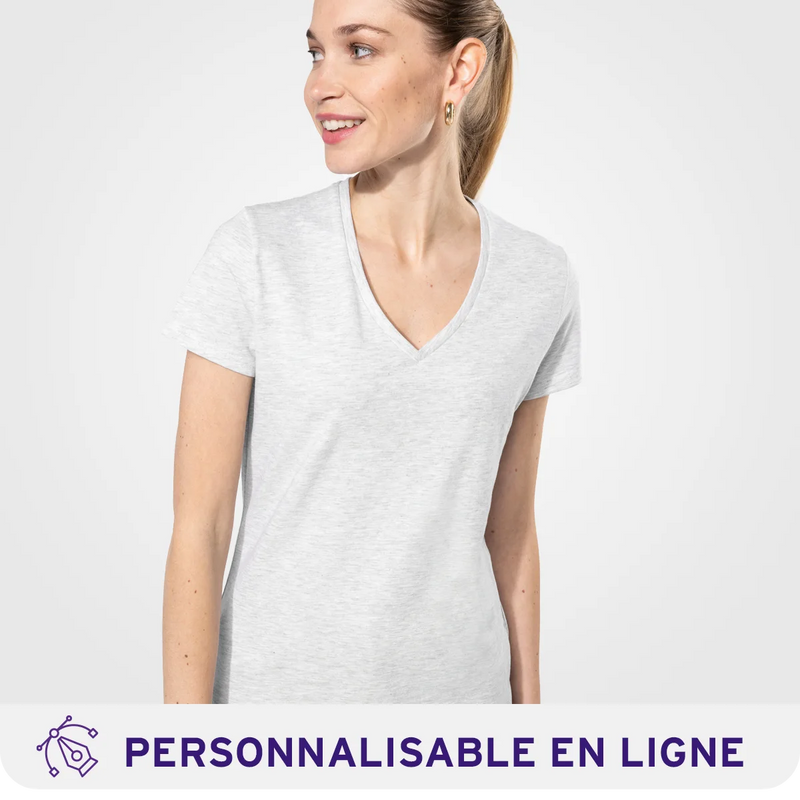 Chargez l'image dans la visionneuse de la galerie, T-shirt col V femme personnalisé