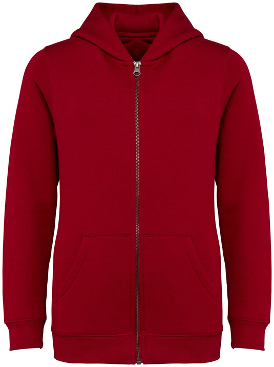 sweat zippé à capuche enfant prenium personnalisable rouge