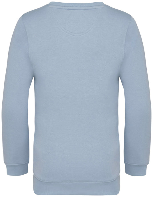 dos du sweat enfant col rond en coton bio personnalisable bleu