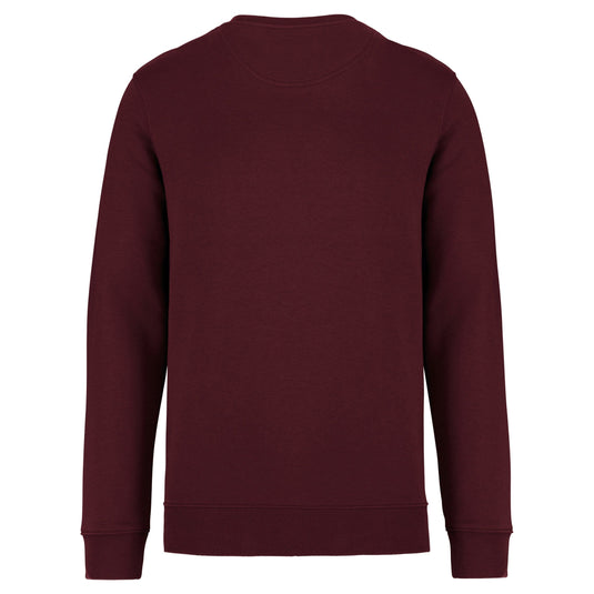 dos d'un sweat shirt unisexe col rond eco responsable coton bio personnalisable bordeau
