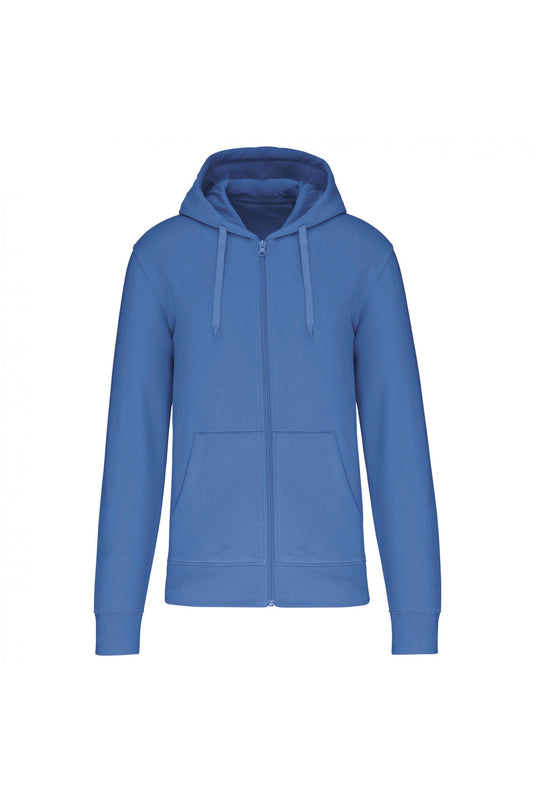 sweat zippé à capuche homme eco responsable bio personnalisable bleu