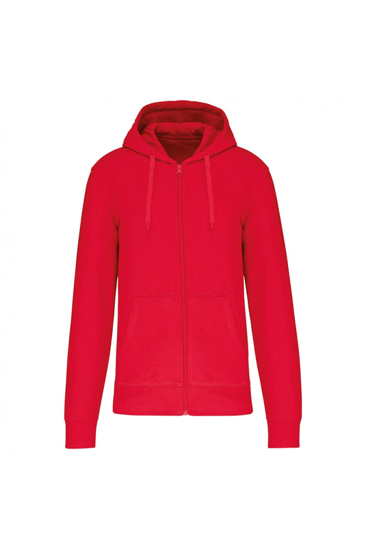 sweat zippé à capuche homme eco responsable bio personnalisable rouge