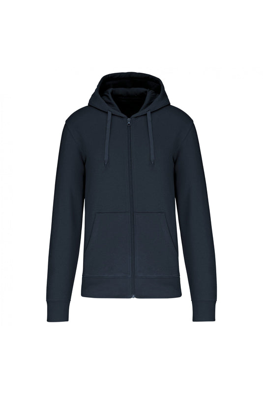 sweat zippé à capuche homme eco responsable bio personnalisable bleu marine