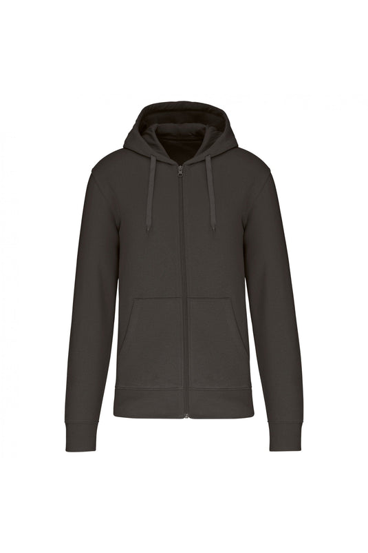 sweat zippé à capuche homme eco responsable bio personnalisable gris foncé