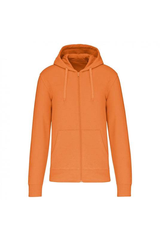 sweat zippé à capuche homme eco responsable bio personnalisable orange