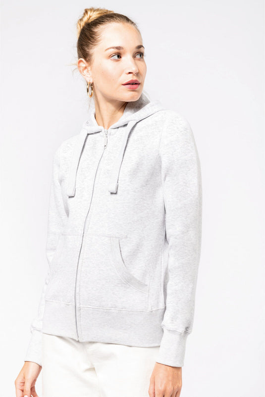 sweat capuche zippé femme personnalisable gris