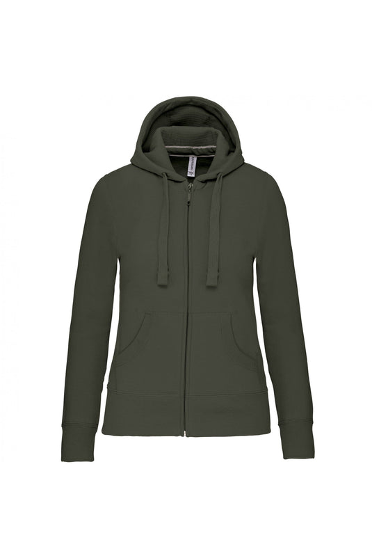 sweat capuche zippé femme personnalisable kaki
