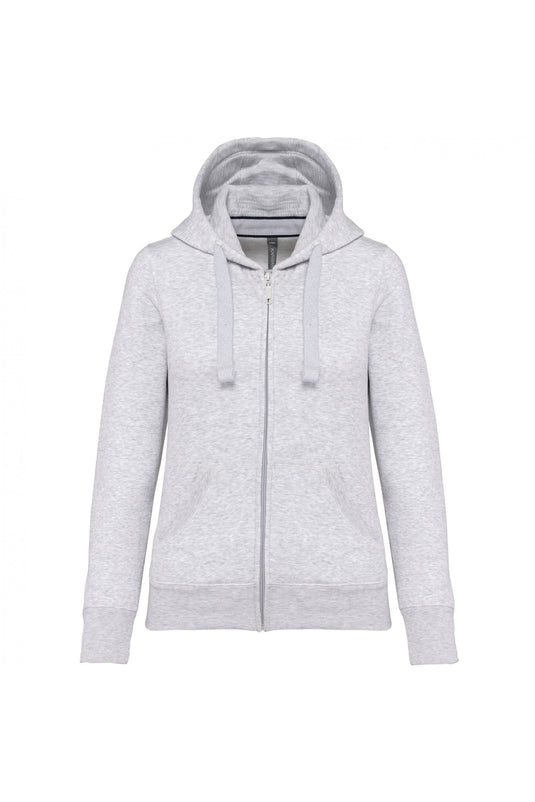 sweat capuche zippé femme personnalisable gris chiné