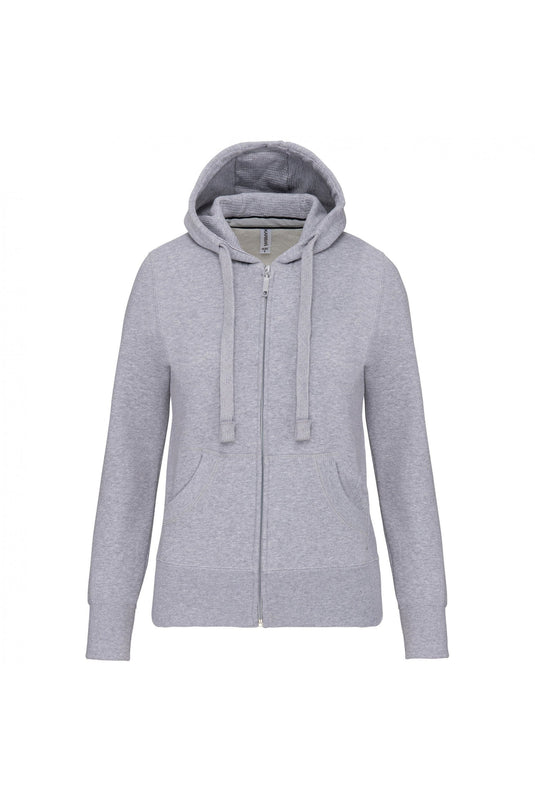 sweat capuche zippé femme personnalisable gris chiné