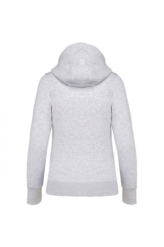 dos du sweat capuche zippé femme personnalisable gris chiné