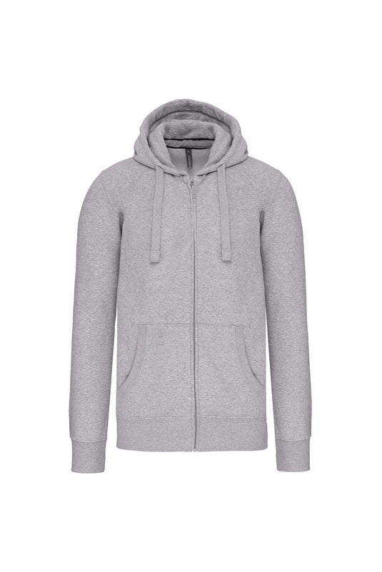 sweat zippé à capuche homme personnalisable  gris chiné