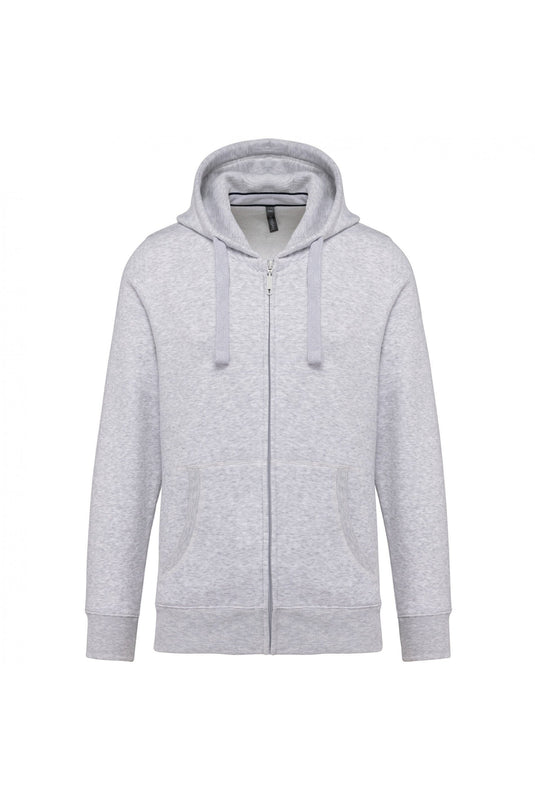 sweat zippé à capuche homme personnalisable  gris chiné