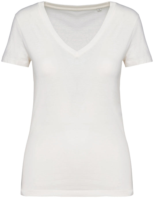 tee shirt col v femme bio personnalisable blanc