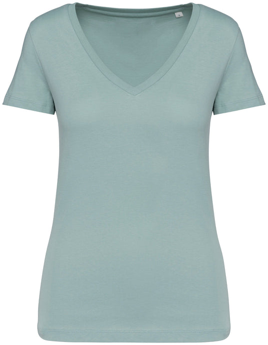tee shirt col v femme bio personnalisable vert