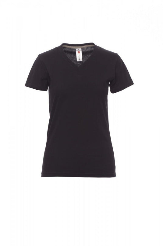 Tee-shirt Col V  noir femme vue de face