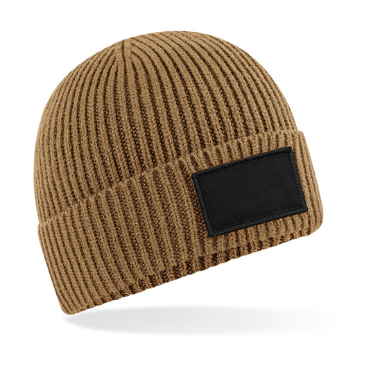 Bonnet côtelé recyclé avec patch personnalisable – BEECHFIELD B442R