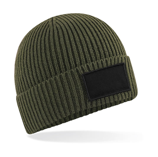 Bonnet côtelé recyclé avec patch personnalisable – BEECHFIELD B442R