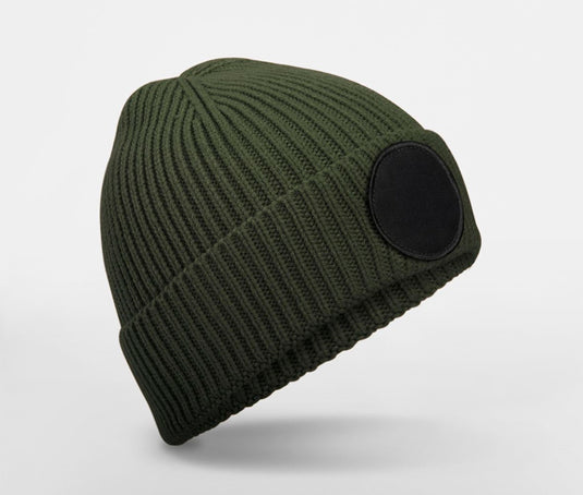 Bonnet côtelé recyclé avec patch rond personnalisable – BEECHFIELD B332R