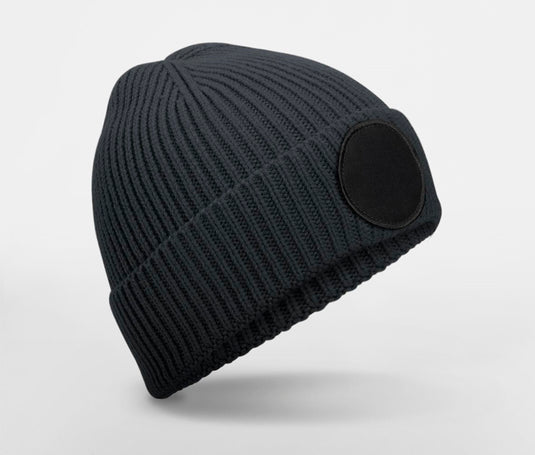 Bonnet côtelé recyclé avec patch rond personnalisable – BEECHFIELD B332R