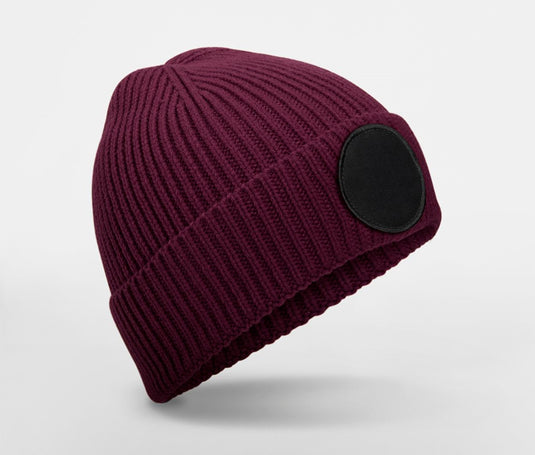 Bonnet côtelé recyclé avec patch rond personnalisable – BEECHFIELD B332R
