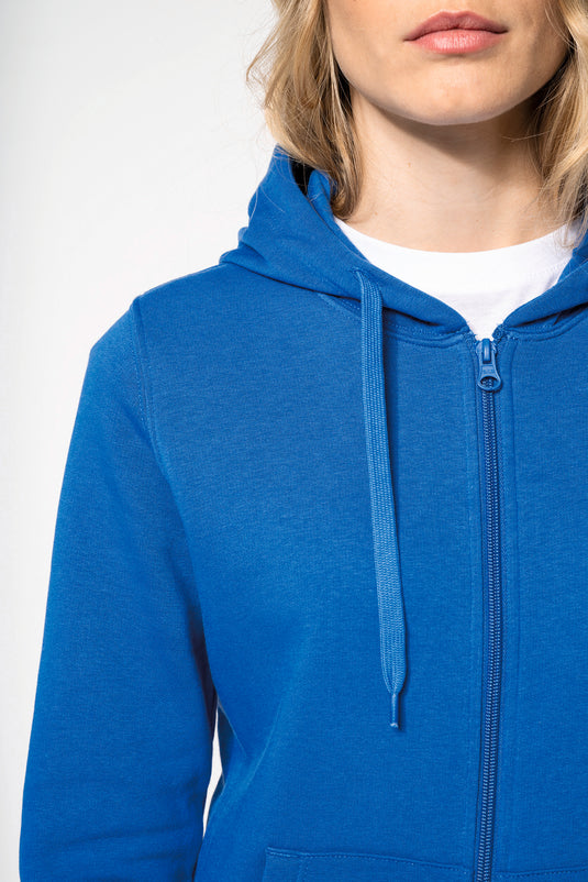 Sweat zippé bio femme à capuche