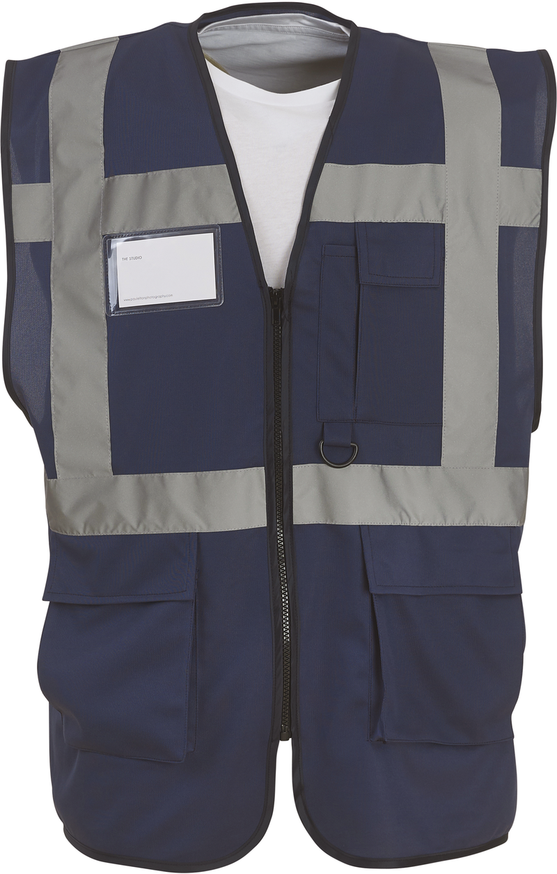 Chargez l'image dans la visionneuse de la galerie, Gilet zippe haute visibilité à poche personnalisé
