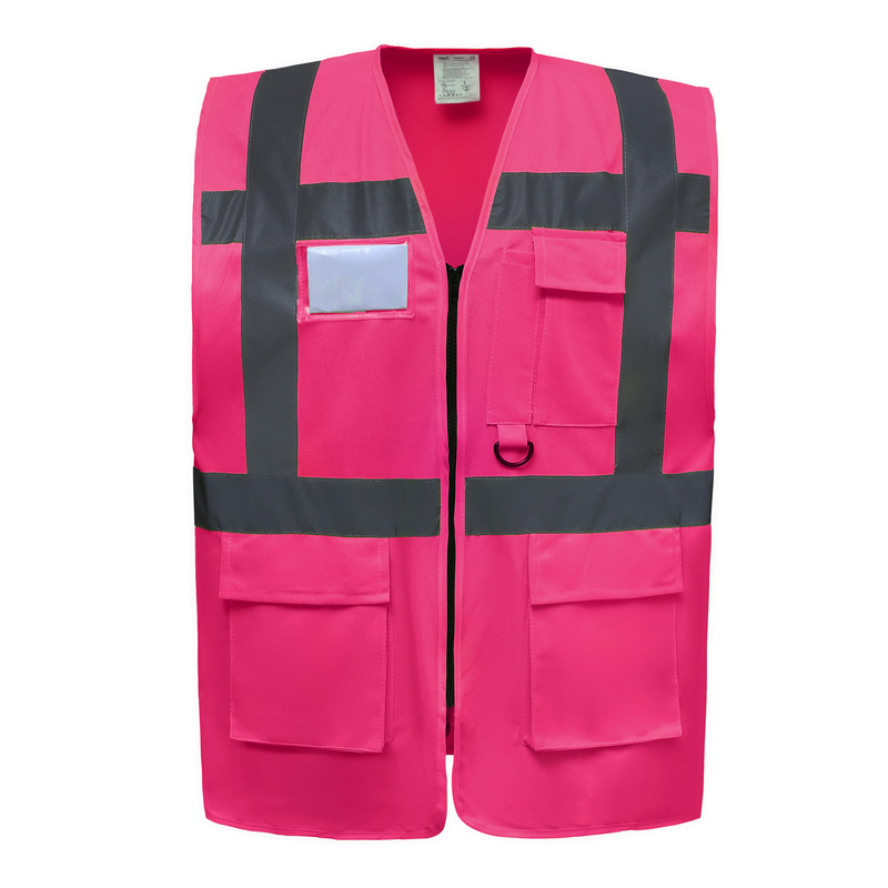 Chargez l'image dans la visionneuse de la galerie, Gilet zippe haute visibilité à poche personnalisé
