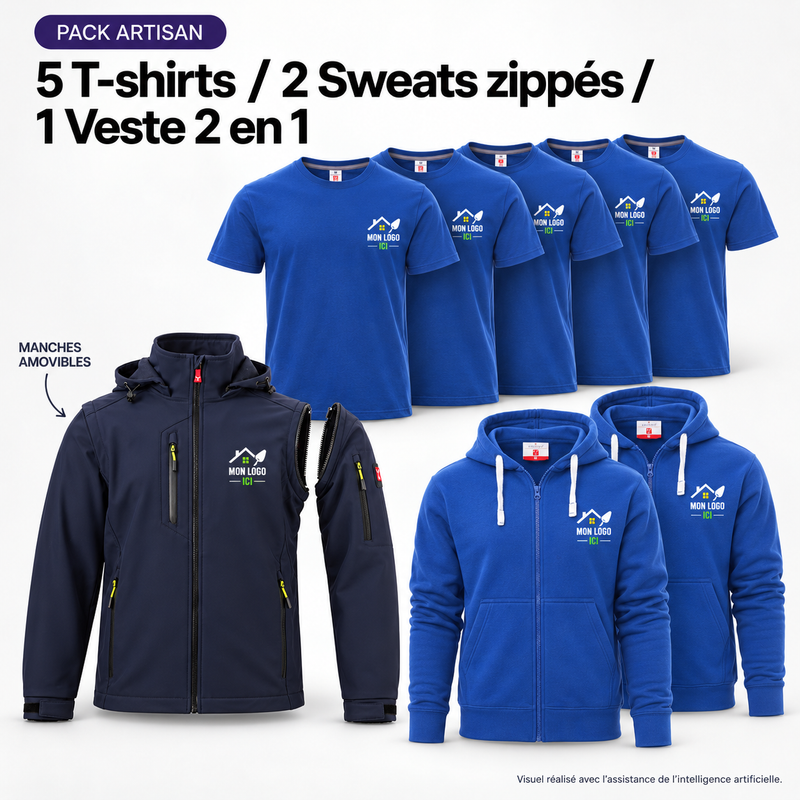 Chargez l'image dans la visionneuse de la galerie, Pack Essentiel + Veste – 8 vêtements de travail personnalisés
