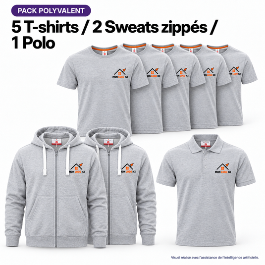 Pack Polyvalent – 8 vêtements professionnels personnalisés