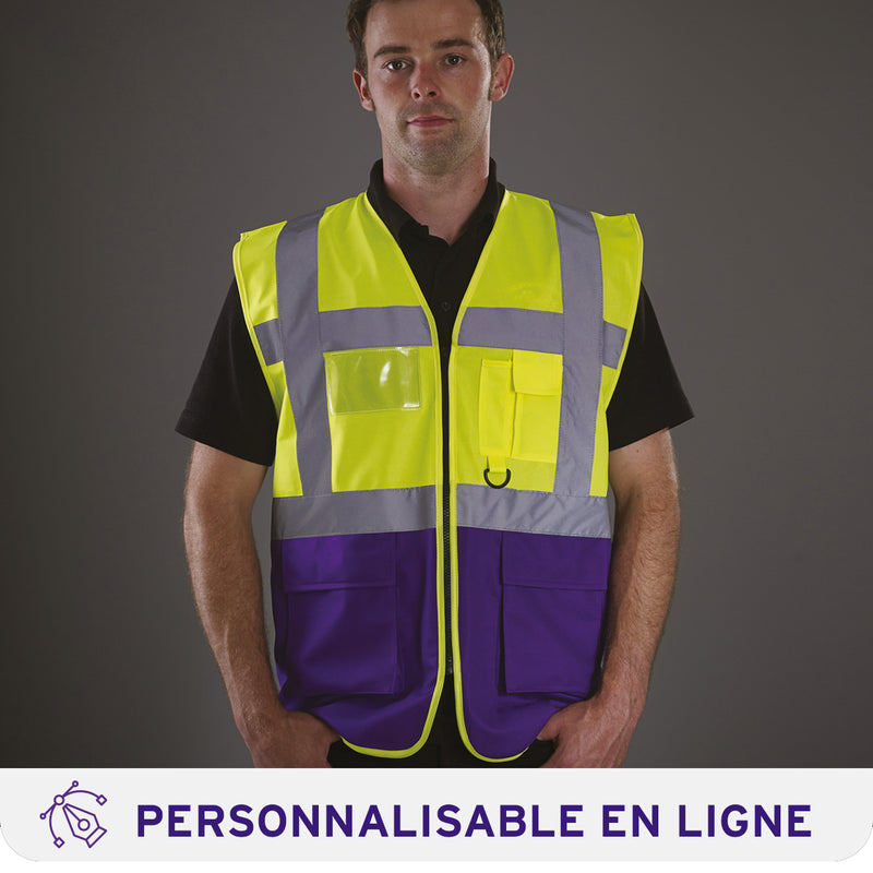 Chargez l'image dans la visionneuse de la galerie, Gilet zippe haute visibilité à poche personnalisé
