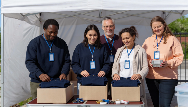"Photo d'illustration IA" membre d'une association préparant la dotation de tenues de club personnalisées