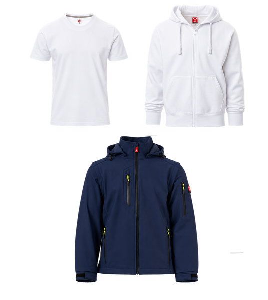 Pack Essentiel + Veste – 8 vêtements de travail personnalisés