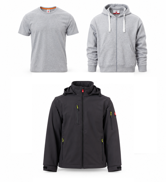 Pack Essentiel + Veste – 8 vêtements de travail personnalisés