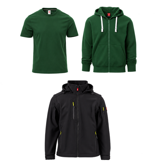 Pack Essentiel + Veste – 8 vêtements de travail personnalisés