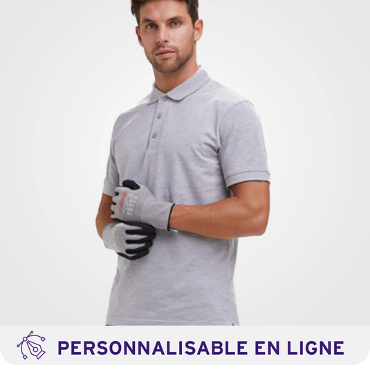 Polo homme bleu ciel à manches courtes, textile personnalisable pour les professionnels de Guerande et les entreprises de Loire-Atlantique.